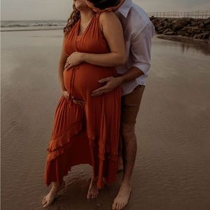 Burnt Orange Maternity Dress (Size M)